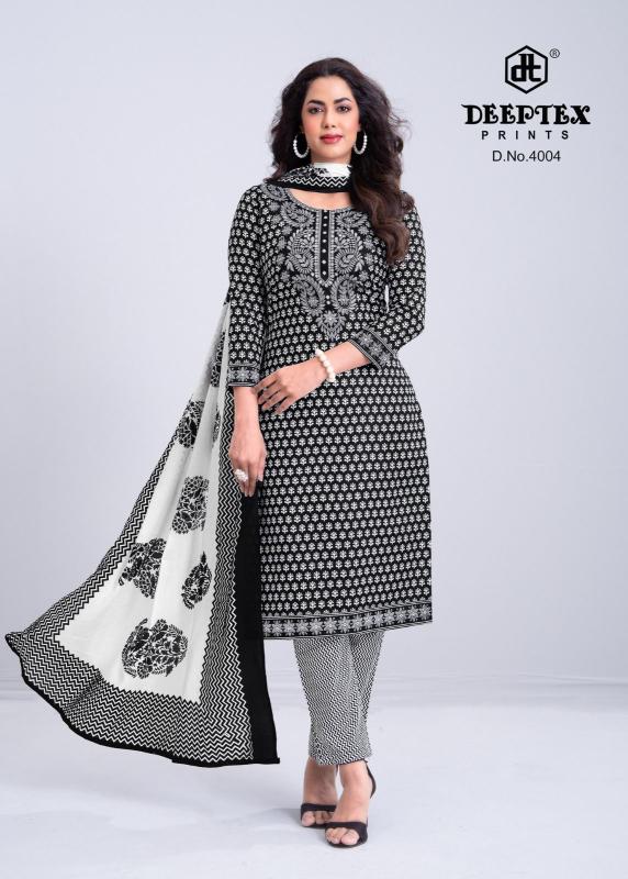 Deeptex aaliza black & white vol-4 ladies dress material wholesale price